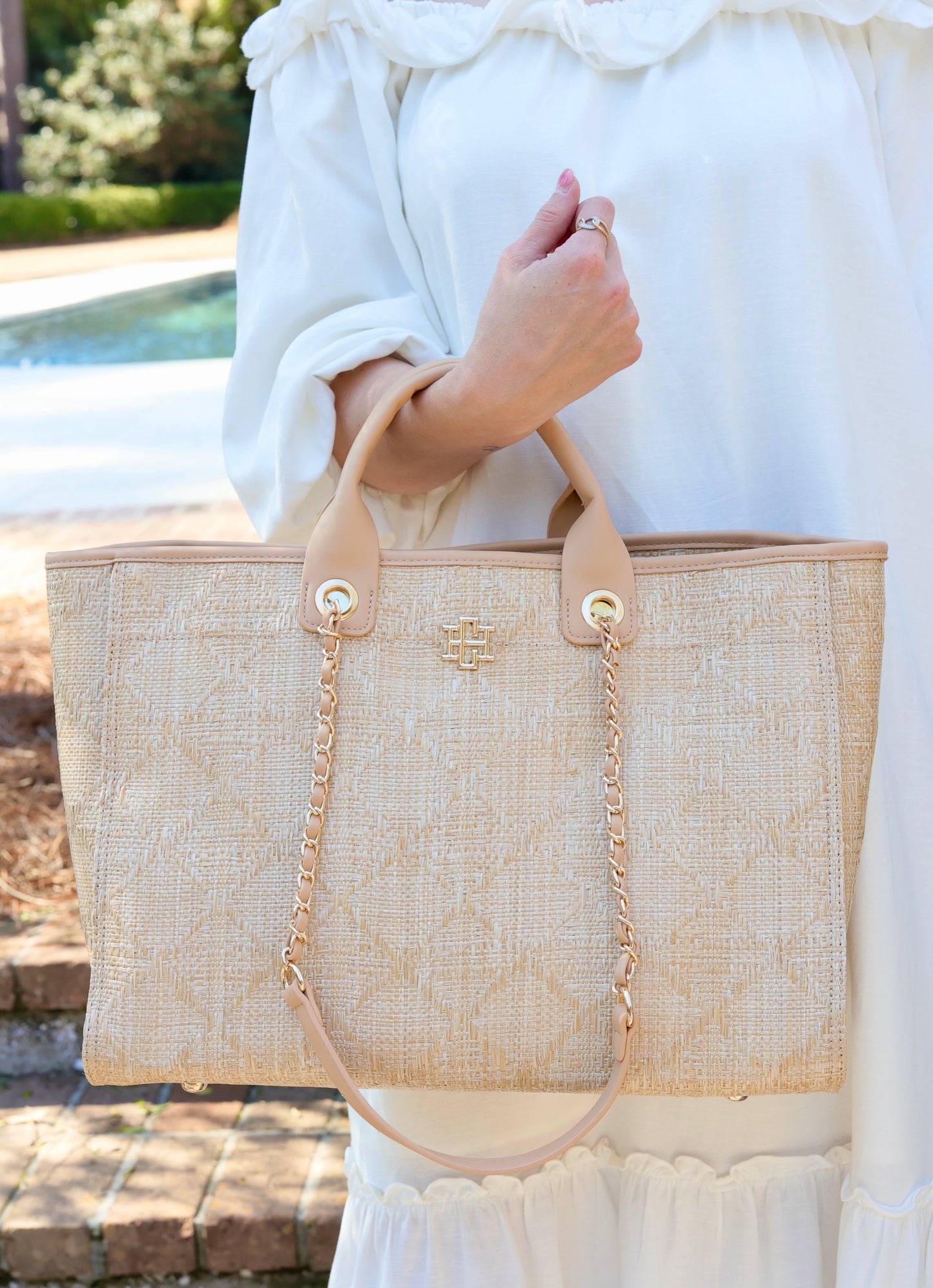 Melissa Tote Bag Natural Lattice Tan