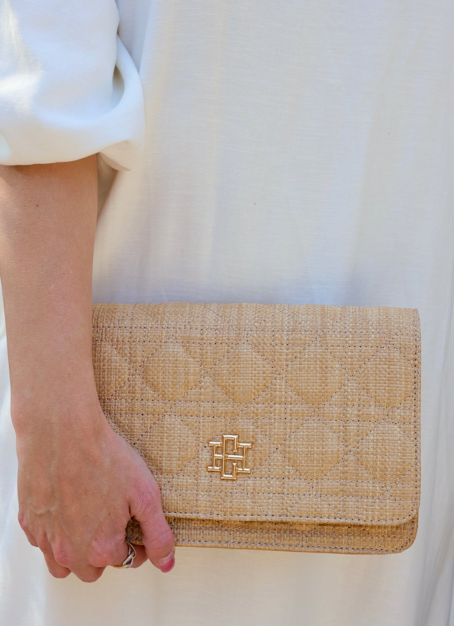 Bryn Clutch/Crossbody Natural Quilted LQ