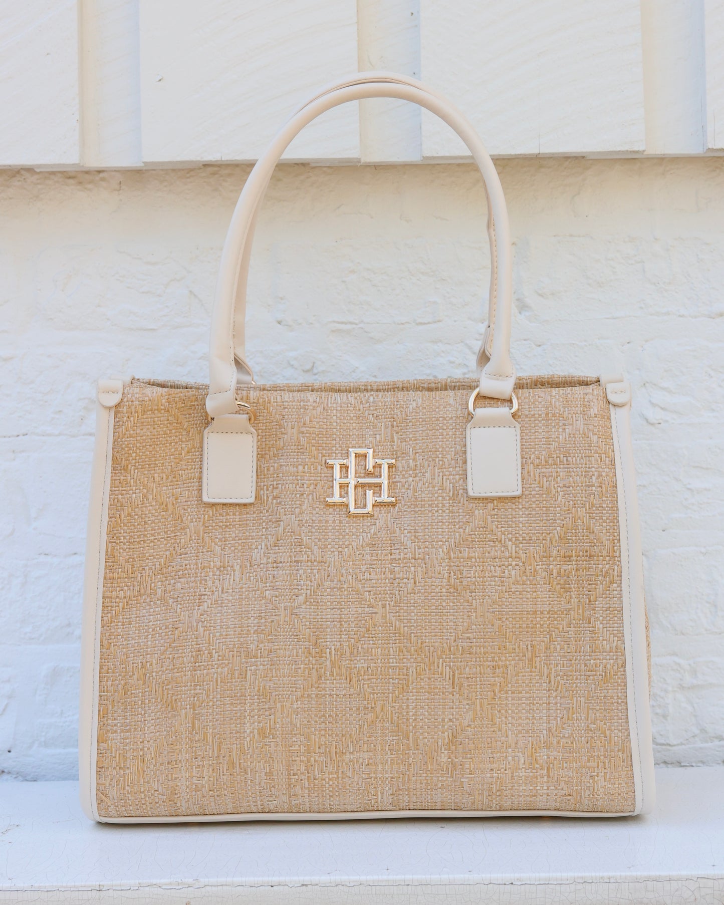 Hailey Tote Natural Lattice Cream