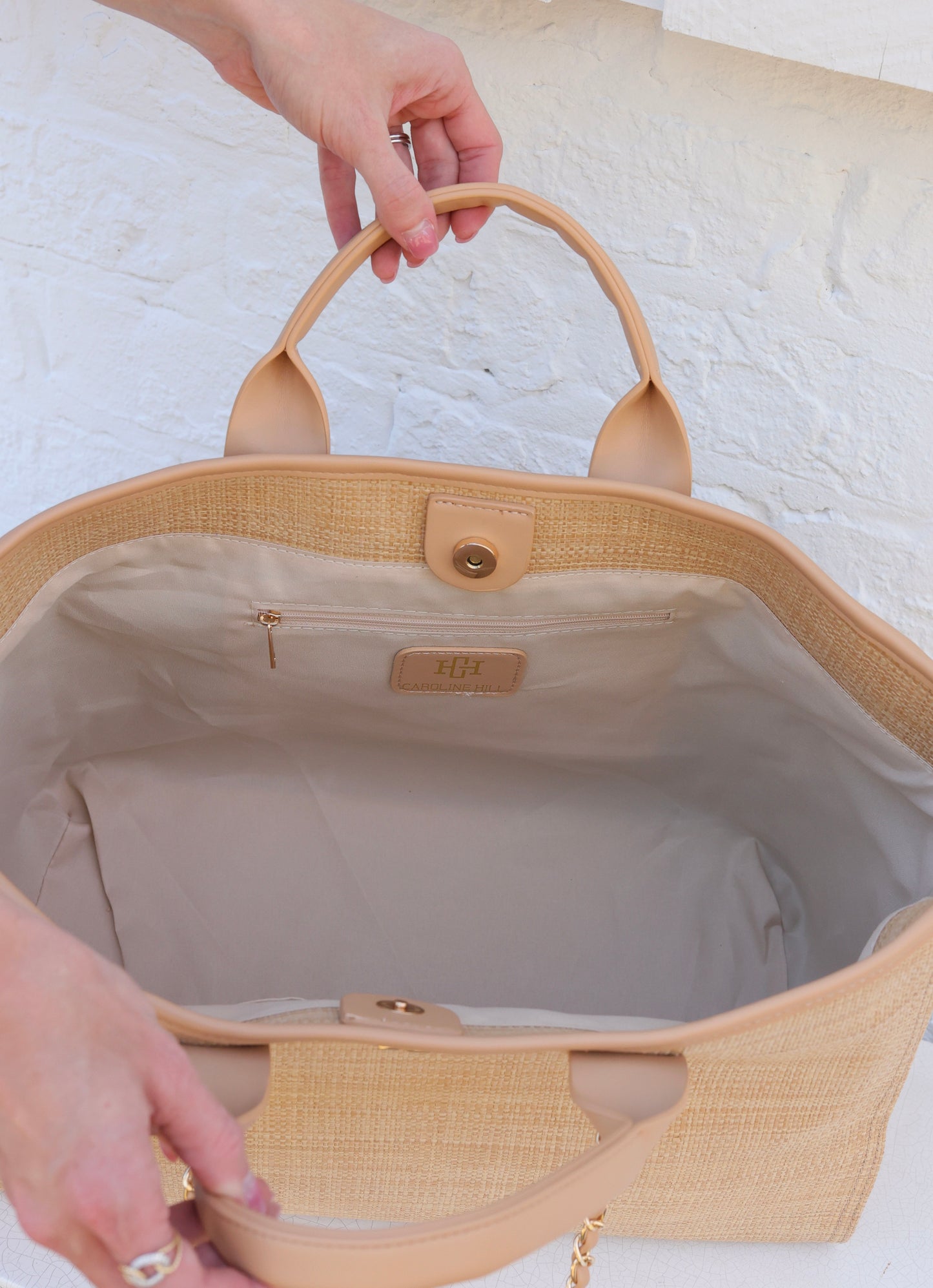 Melissa Tote Bag Natural Lattice Tan