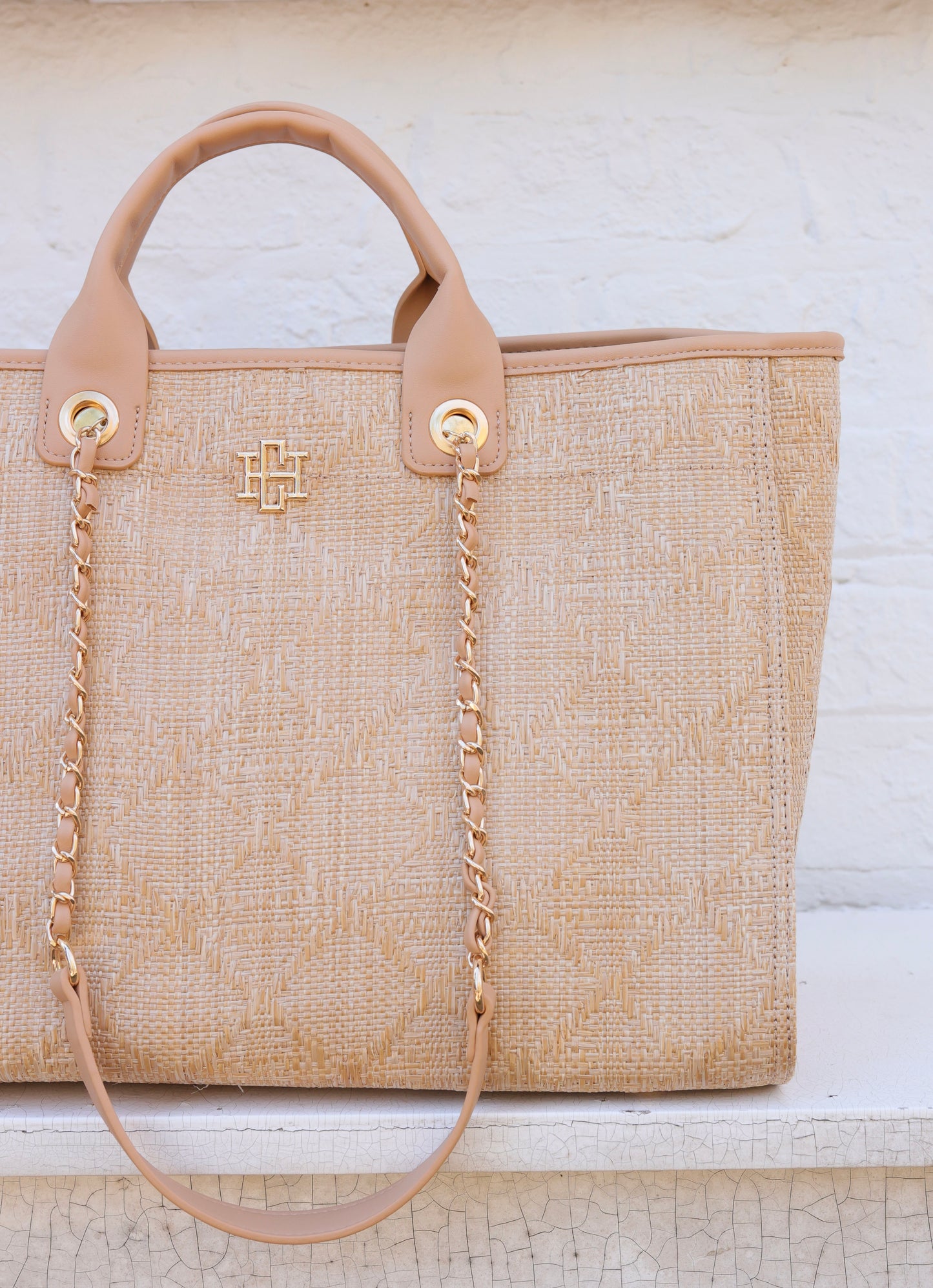 Melissa Tote Bag Natural Lattice Tan