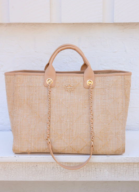 Melissa Tote Bag Natural Lattice Tan