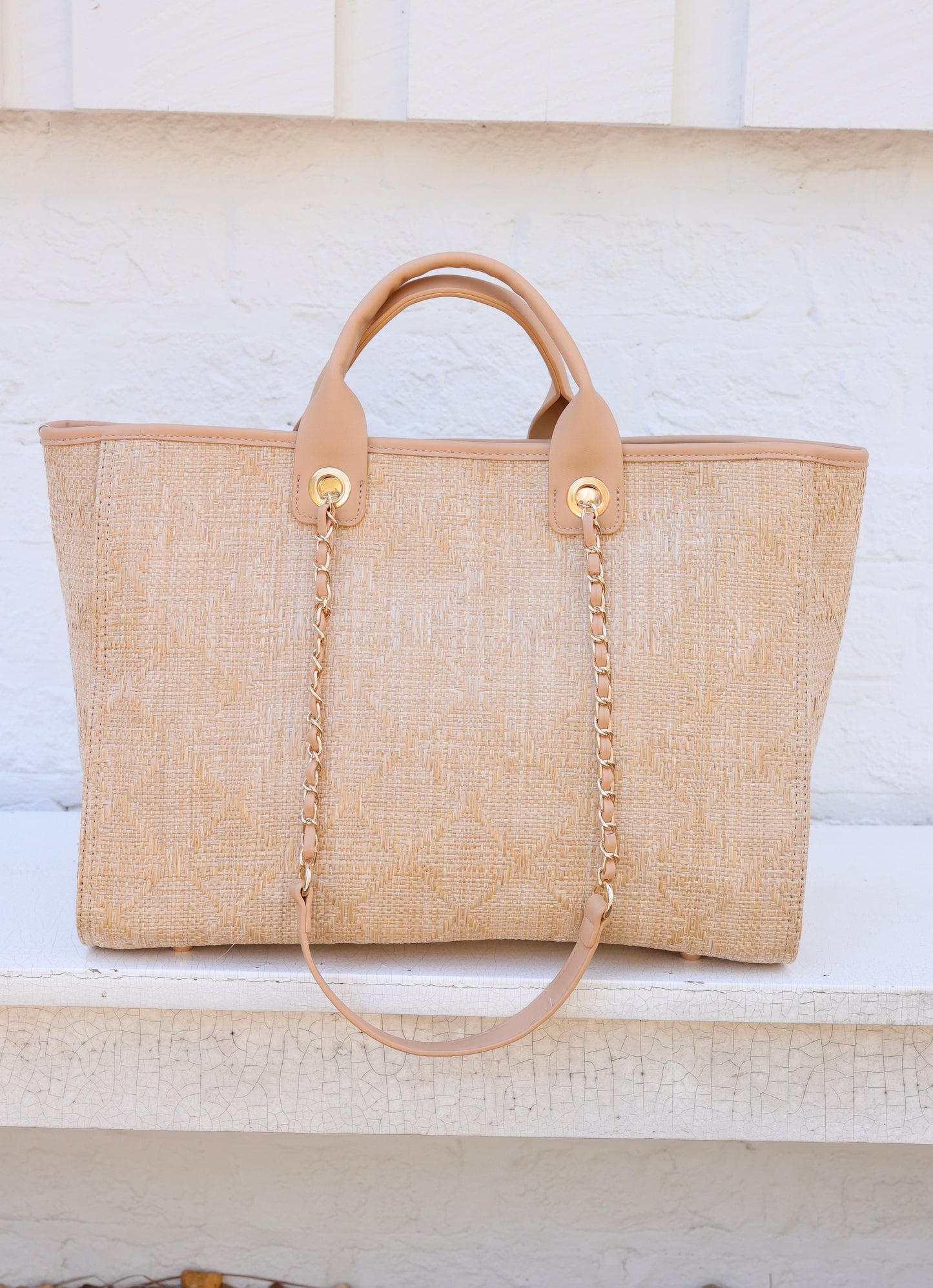 Melissa Tote Bag Natural Lattice Tan