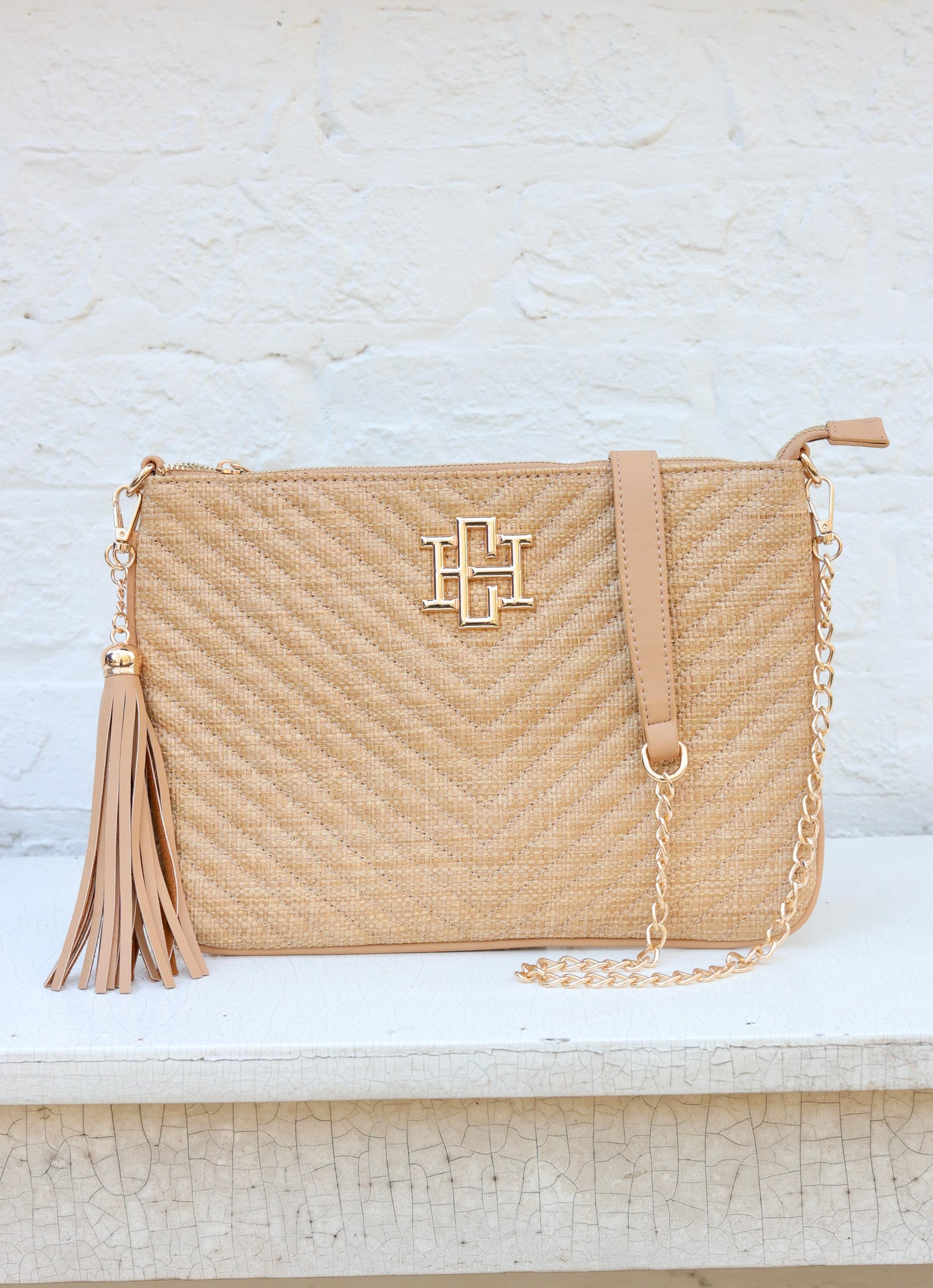 Madelyn Clutch/Crossbody Natural V Quilted