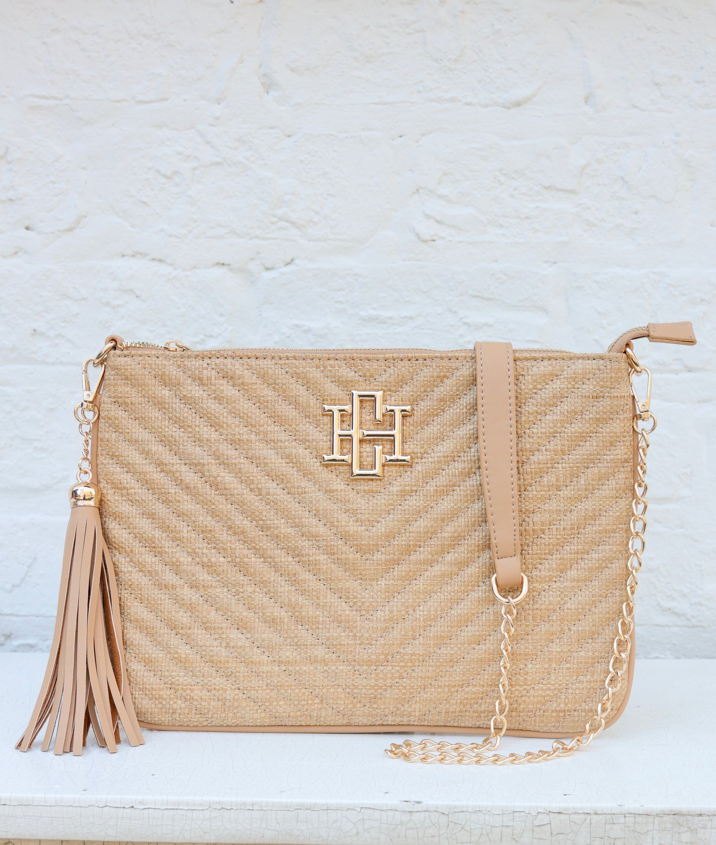 Madelyn Clutch/Crossbody Natural V Quilted