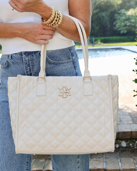 Hailey Tote Cream Quilted DQ