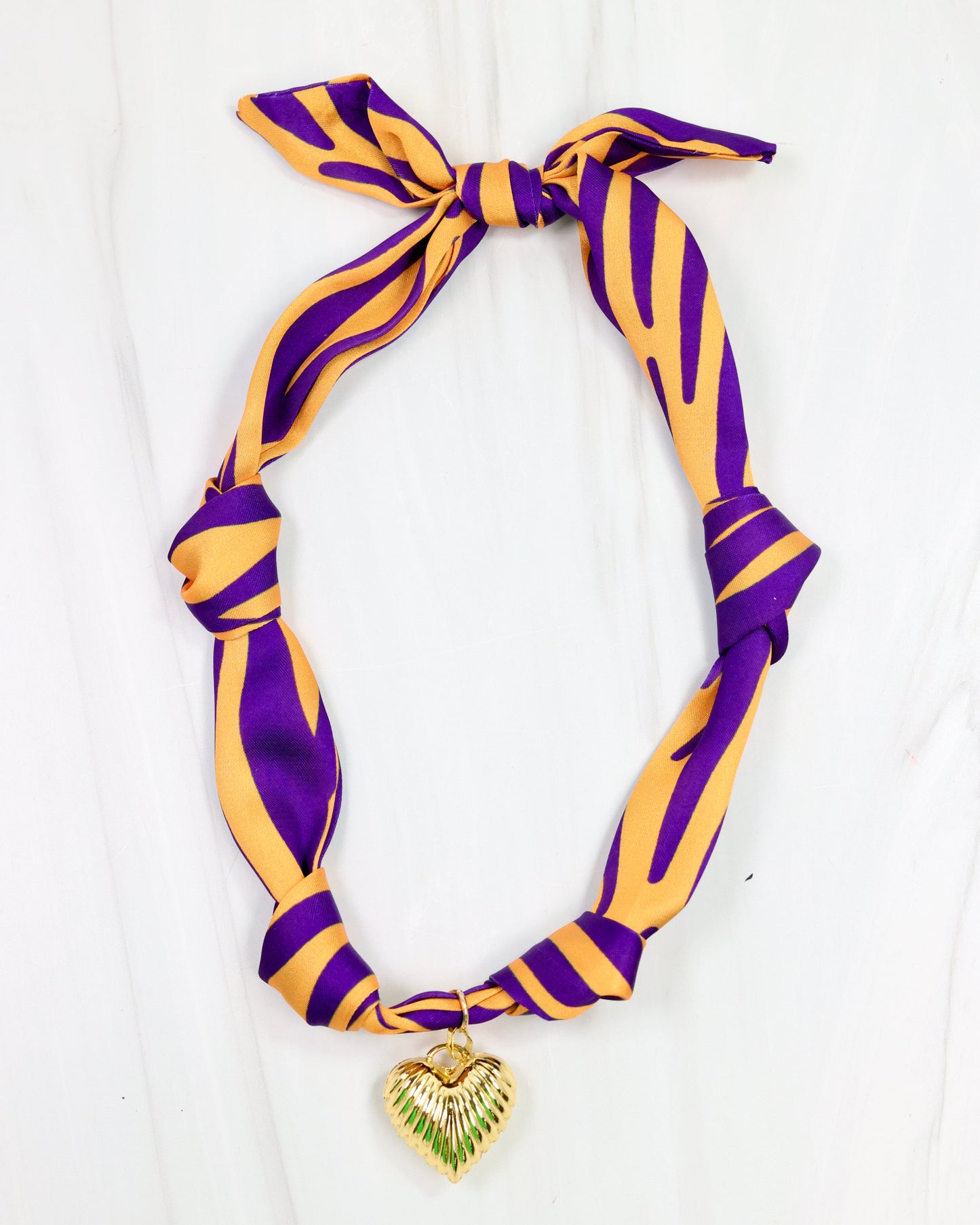 Serafina Scarf Charm Necklace Purple Gold
