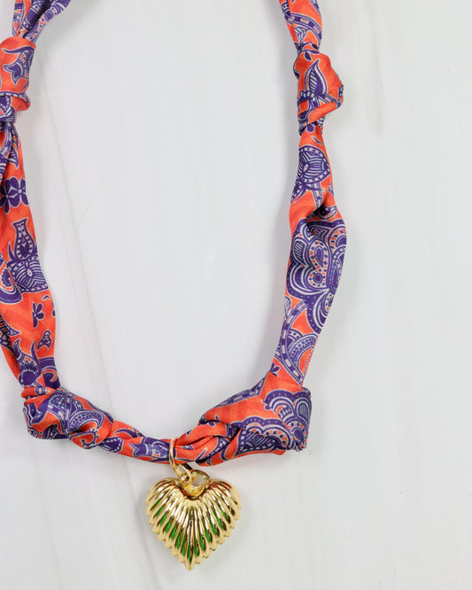Serafina Scarf Charm Necklace Orange Blue