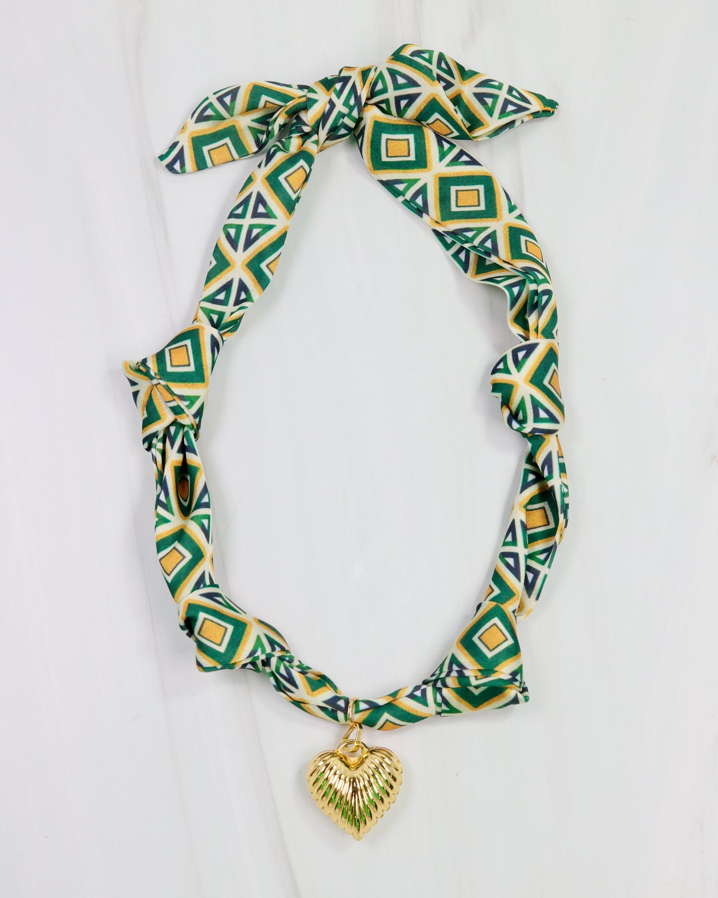 Serafina Scarf Charm Necklace Green Gold
