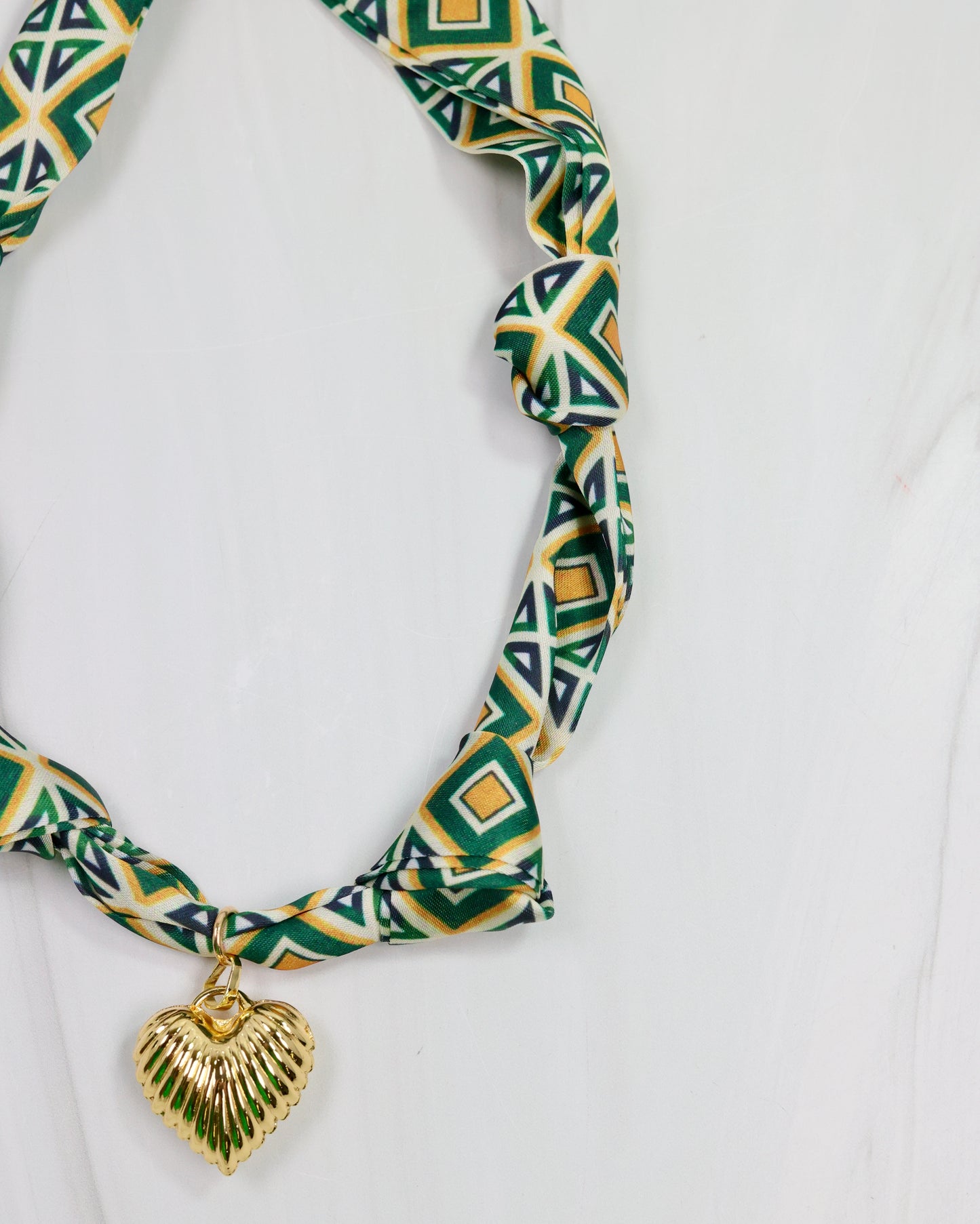 Serafina Scarf Charm Necklace Green Gold