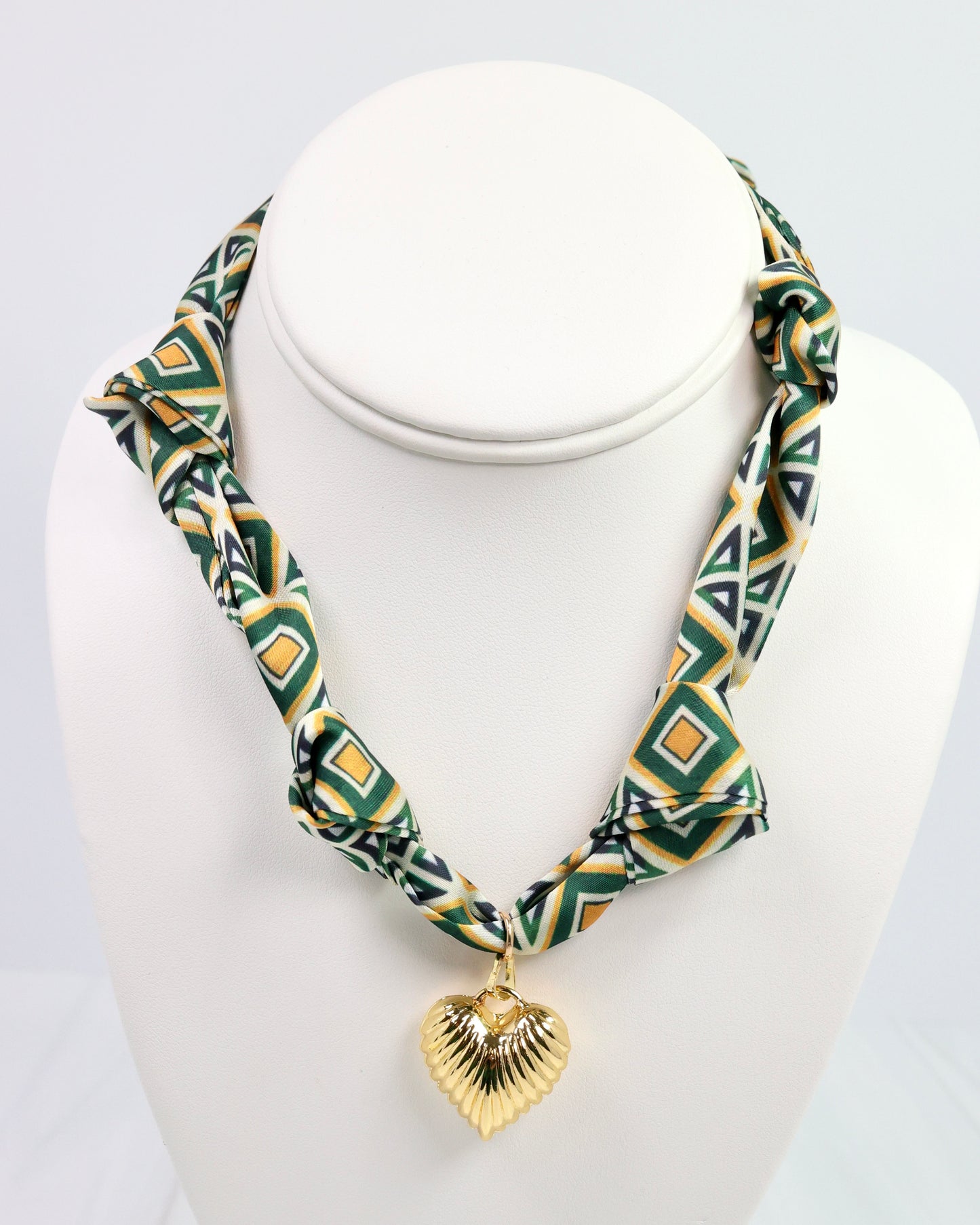 Serafina Scarf Charm Necklace Green Gold