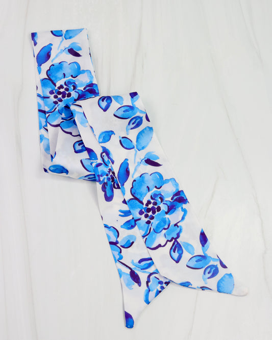 Serafina Scarf Bl Wht Floral