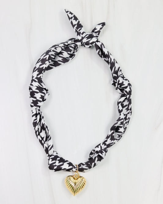 Serafina Scarf Charm Necklace Black White