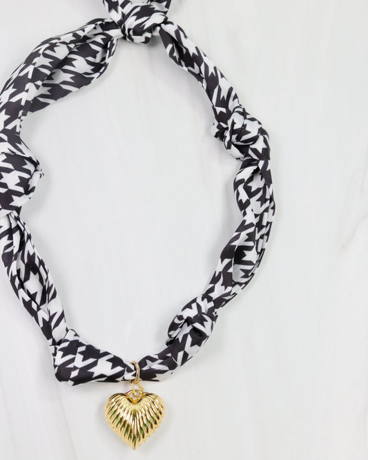 Serafina Scarf Charm Necklace Black White