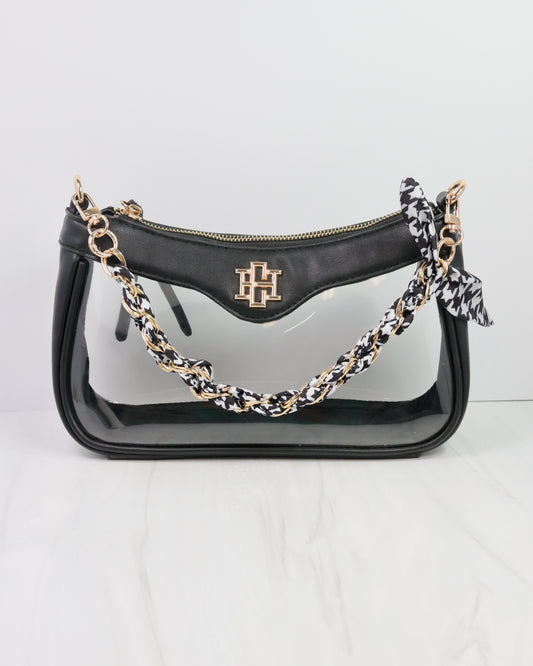 Serafina Scarf Purse Chain Black White