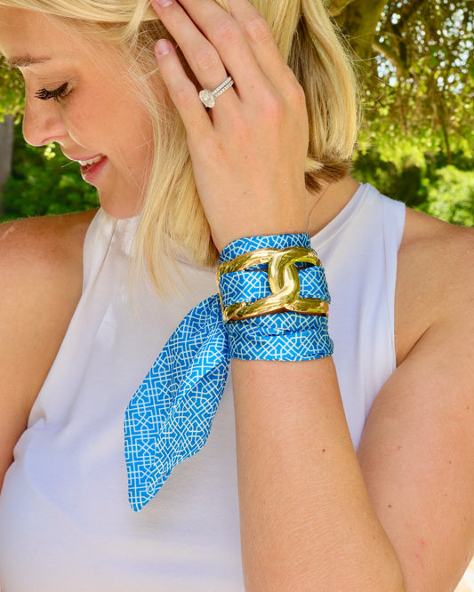 Serafina Scarf Bracelet Bl Wht Geo