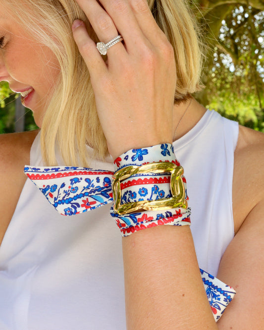 Serafina Scarf Bracelet Bl Wht Floral