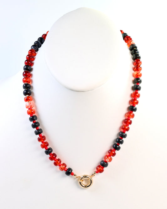 McLane Stone Necklace with Toggle Red Black