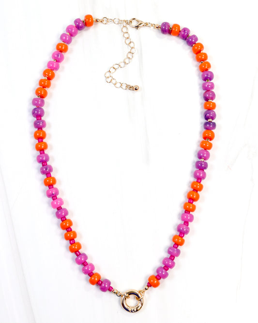 McLane Stone Necklace with Toggle Purple Orange