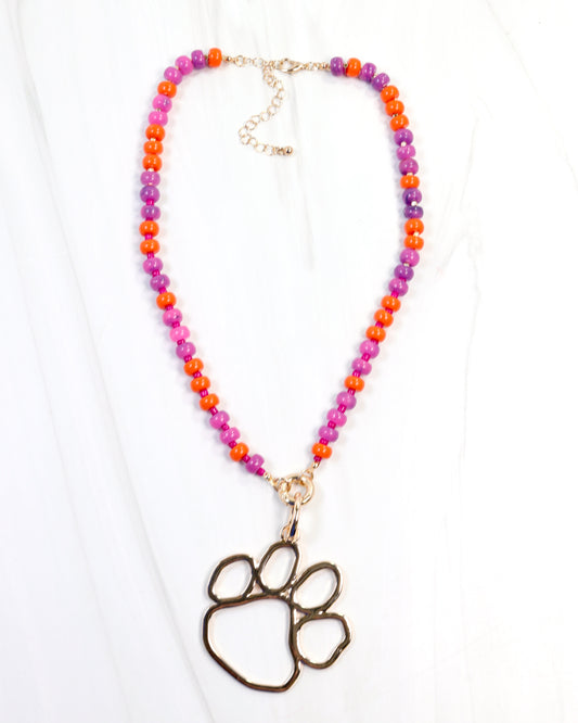 McLane Stone Necklace with Toggle Purple Orange