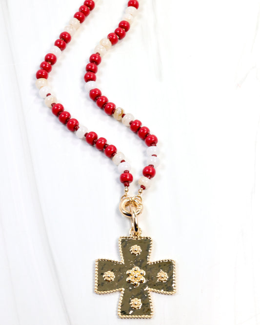 McLane Stone Necklace with Toggle Crimson White