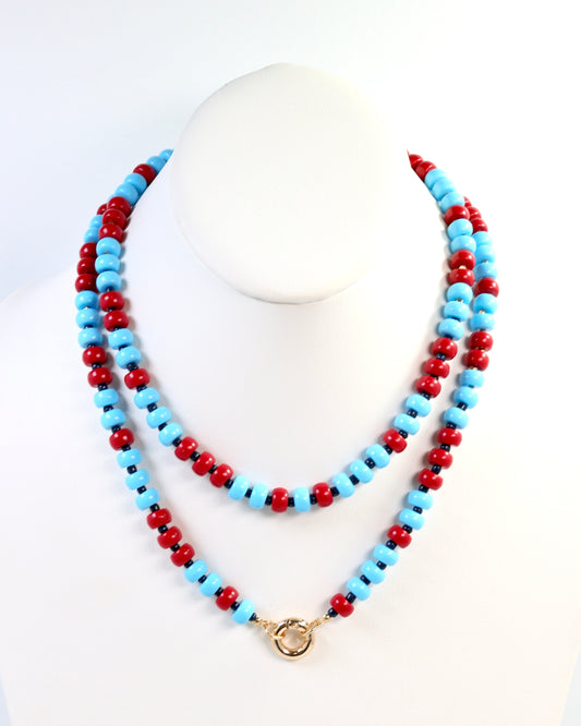 Ellison Stone Necklace Powder Blue Red