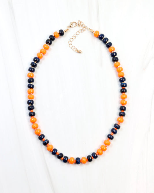 Ellison Stone Necklace Navy Orange