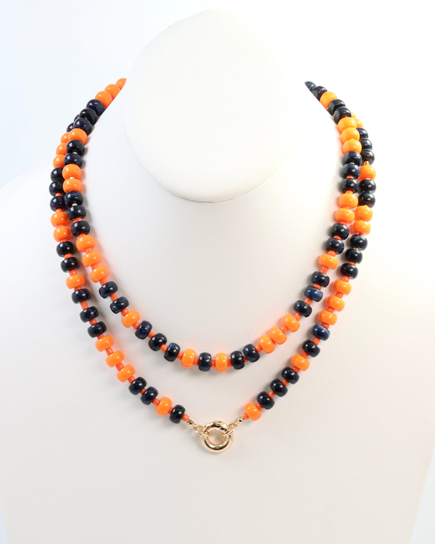 Ellison Stone Necklace Navy Orange
