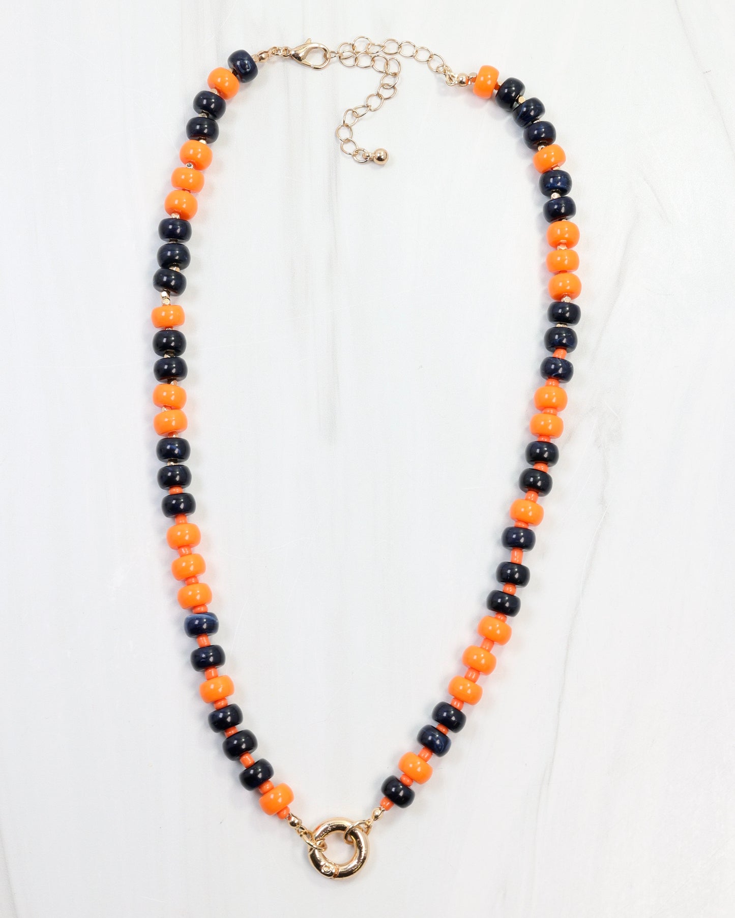McLane Stone Necklace with Toggle Navy Orange