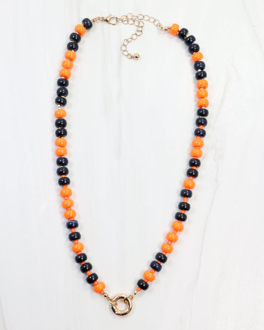 McLane Stone Necklace with Toggle Navy Orange