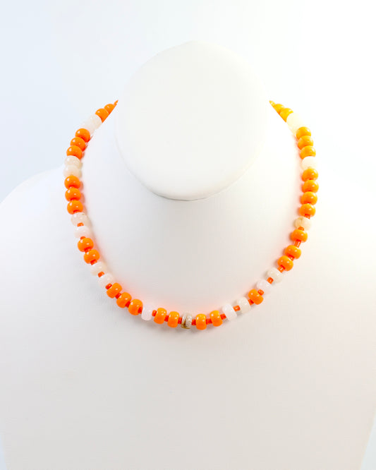Ellison Stone Necklace Orange White