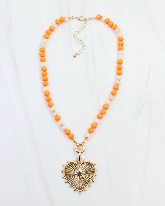 McLane Stone Necklace with Toggle Orange White