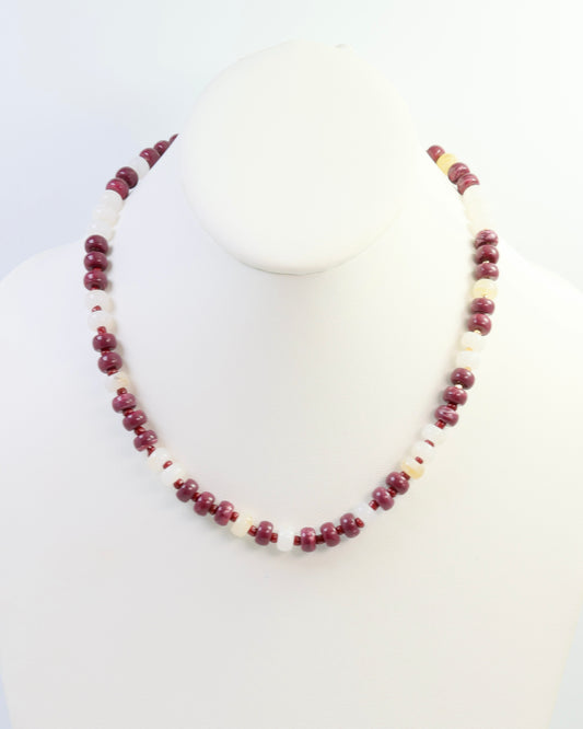 Ellison Stone Necklace Maroon White
