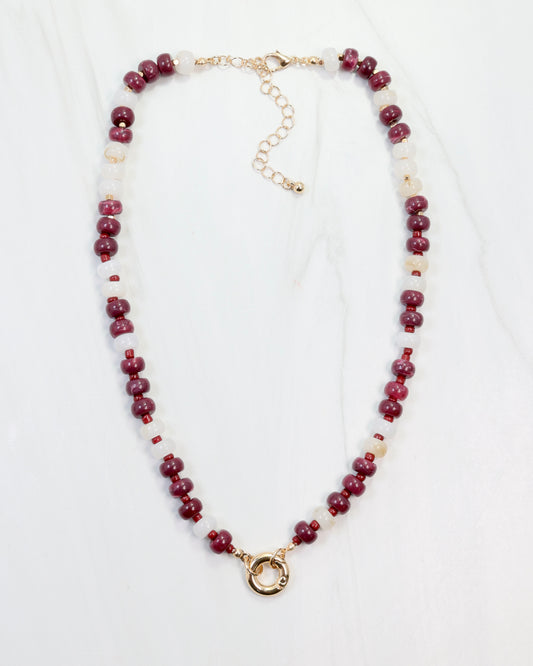McLane Stone Necklace with Toggle Maroon White