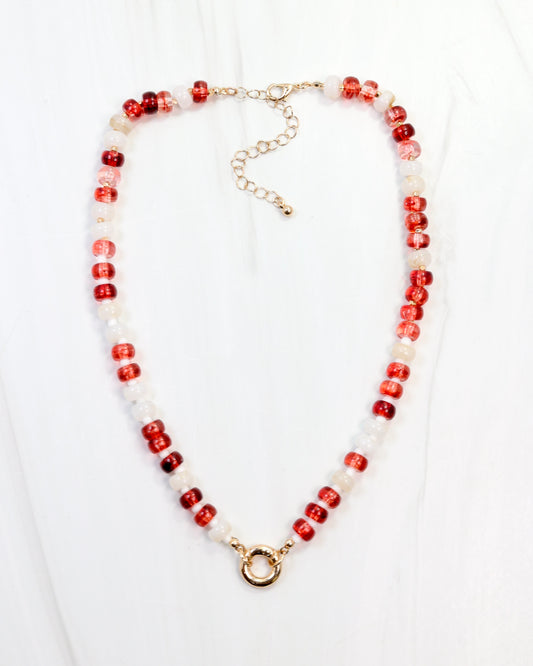 McLane Stone Necklace with Toggle Red White