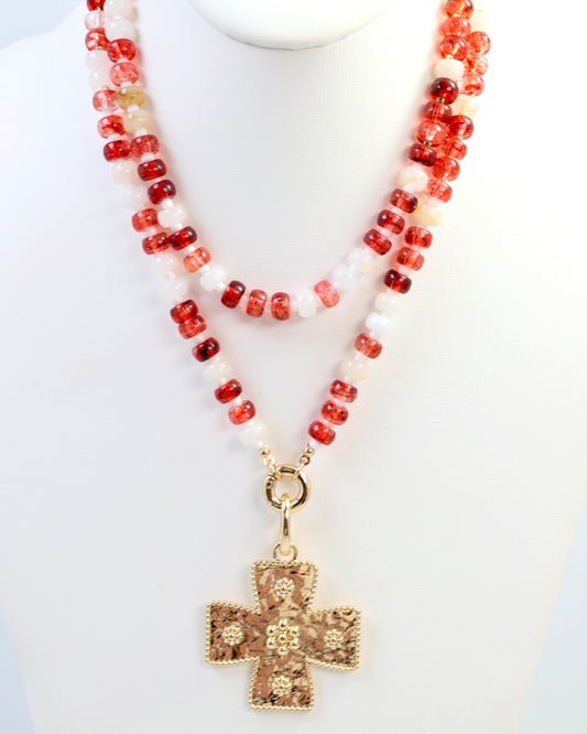 Ellison Stone Necklace Red White