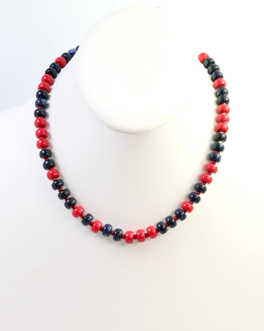 Ellison Stone Necklace Navy Red