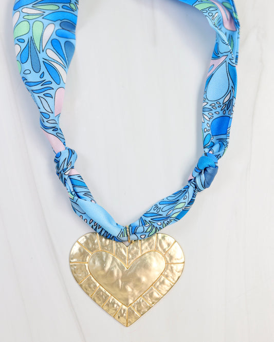 Cile Scarf Charm Necklace Blue