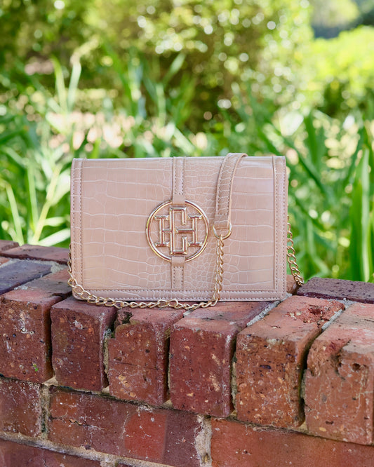 Cecilia Circle Logo Handbag Latte EC