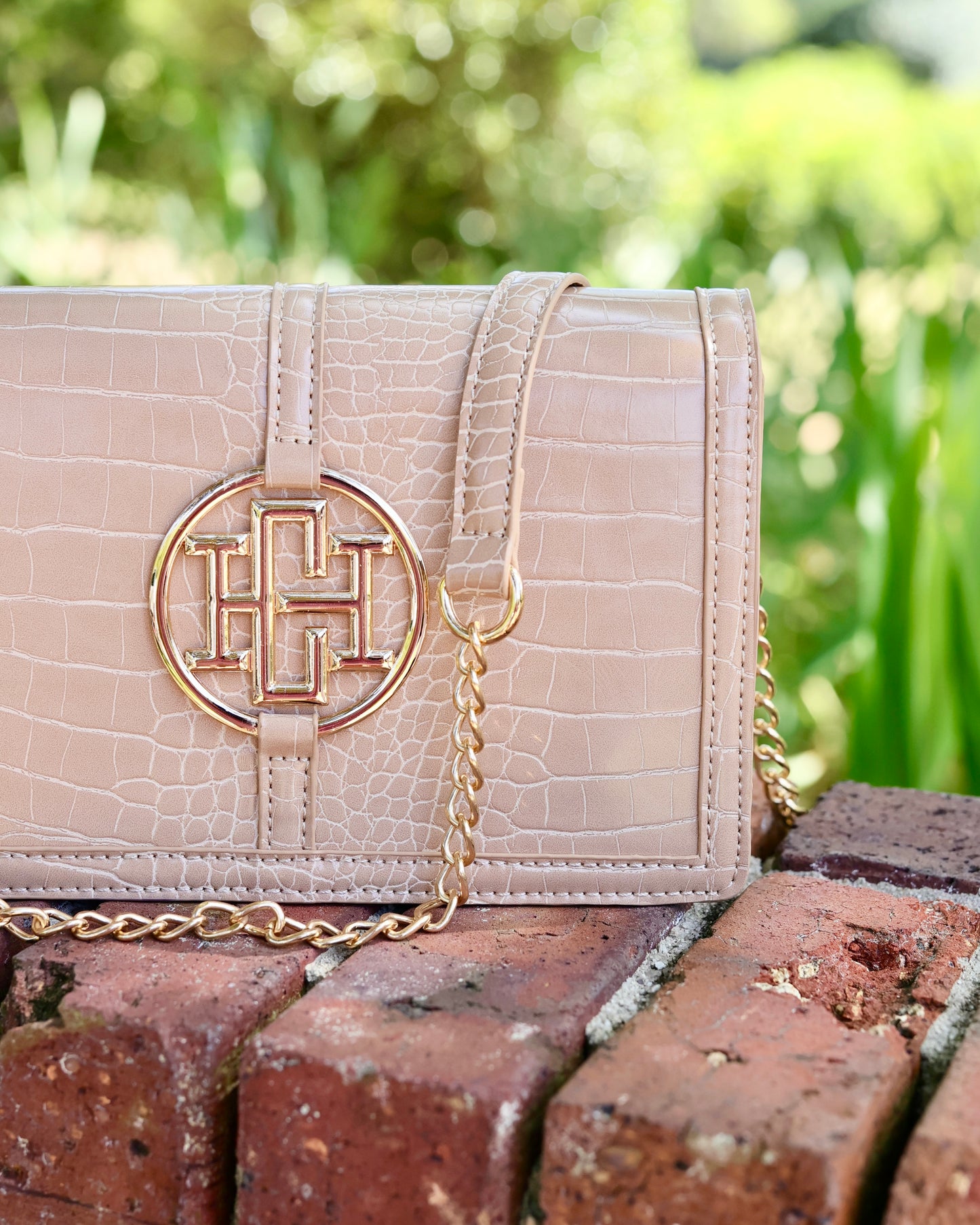 Cecilia Circle Logo Handbag Latte EC