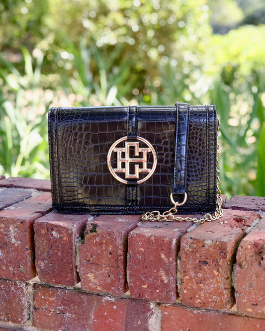 Cecilia Circle Logo Handbag Black EC