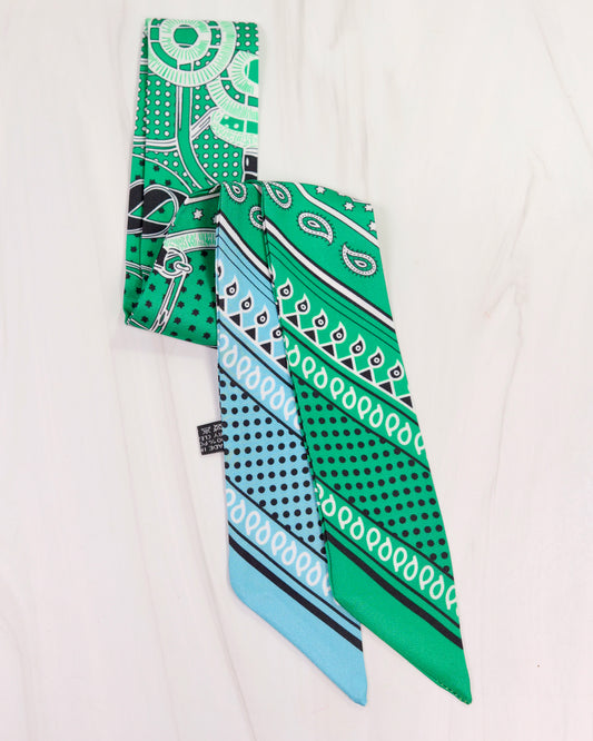 Santee Braided Rope Print Scarf Green