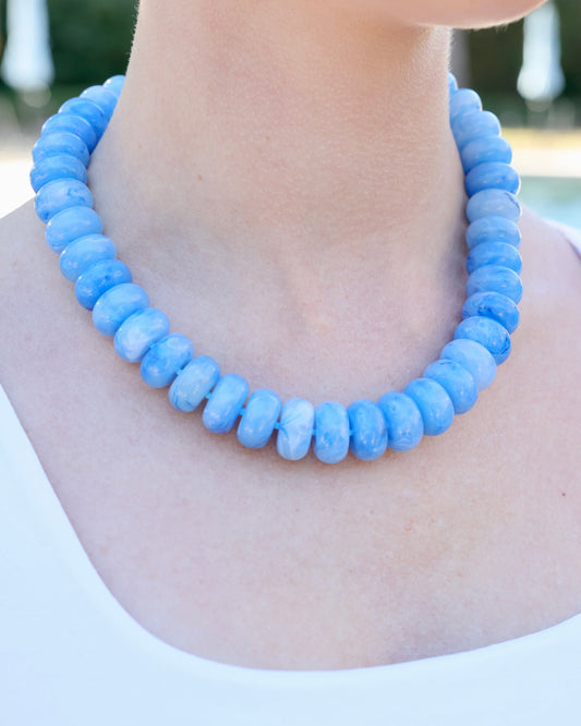Pipestone Marble Beaded Necklace Blue