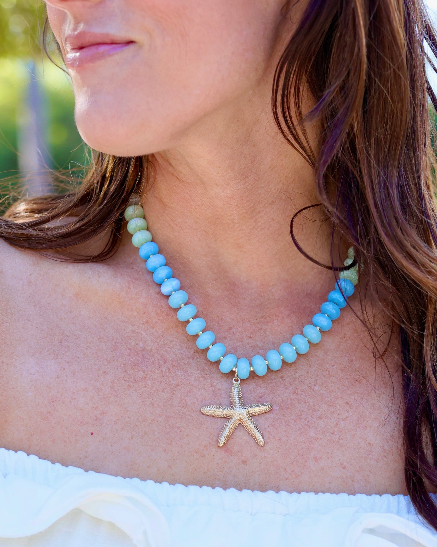 Eastport Beaded Starfish Necklace Blue Multi
