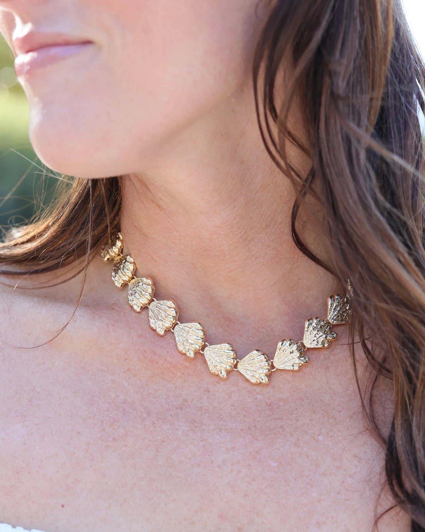 Windham Shell Link Necklace Gold