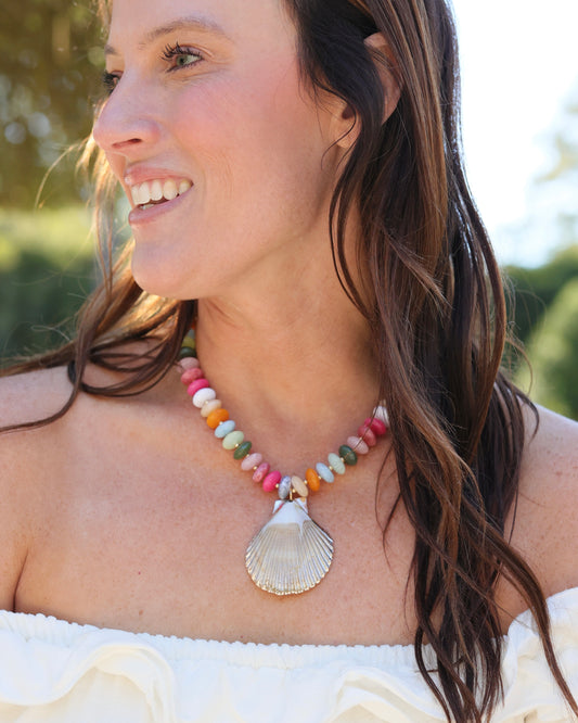 Brea Stone Beaded Shell Necklace Multi