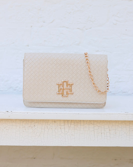 Bryn Clutch/Crossbody Woven Almond