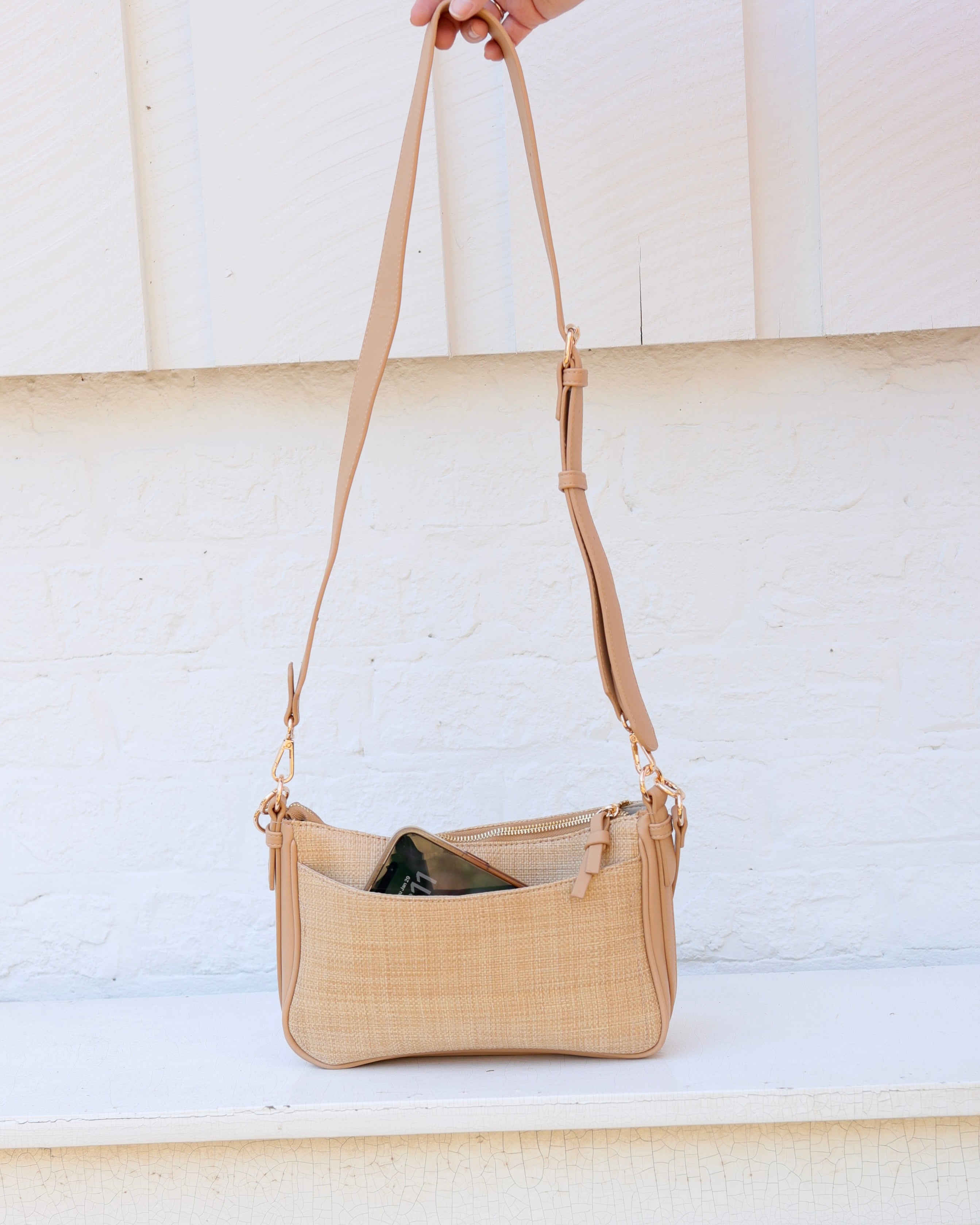 Paxton Crossbody with Pockets Natural – Caroline Hill