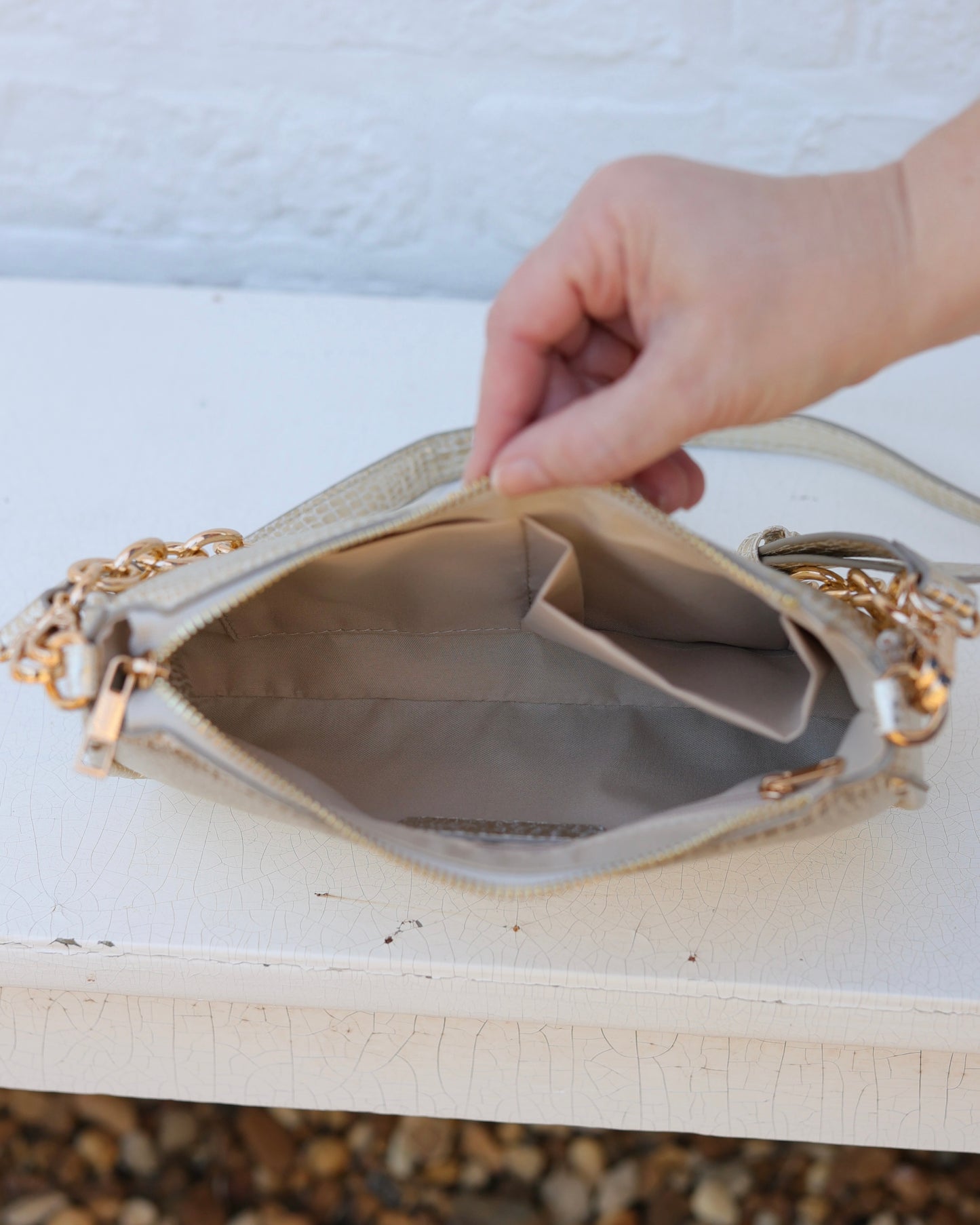 Joan Crossbody Woven Gold