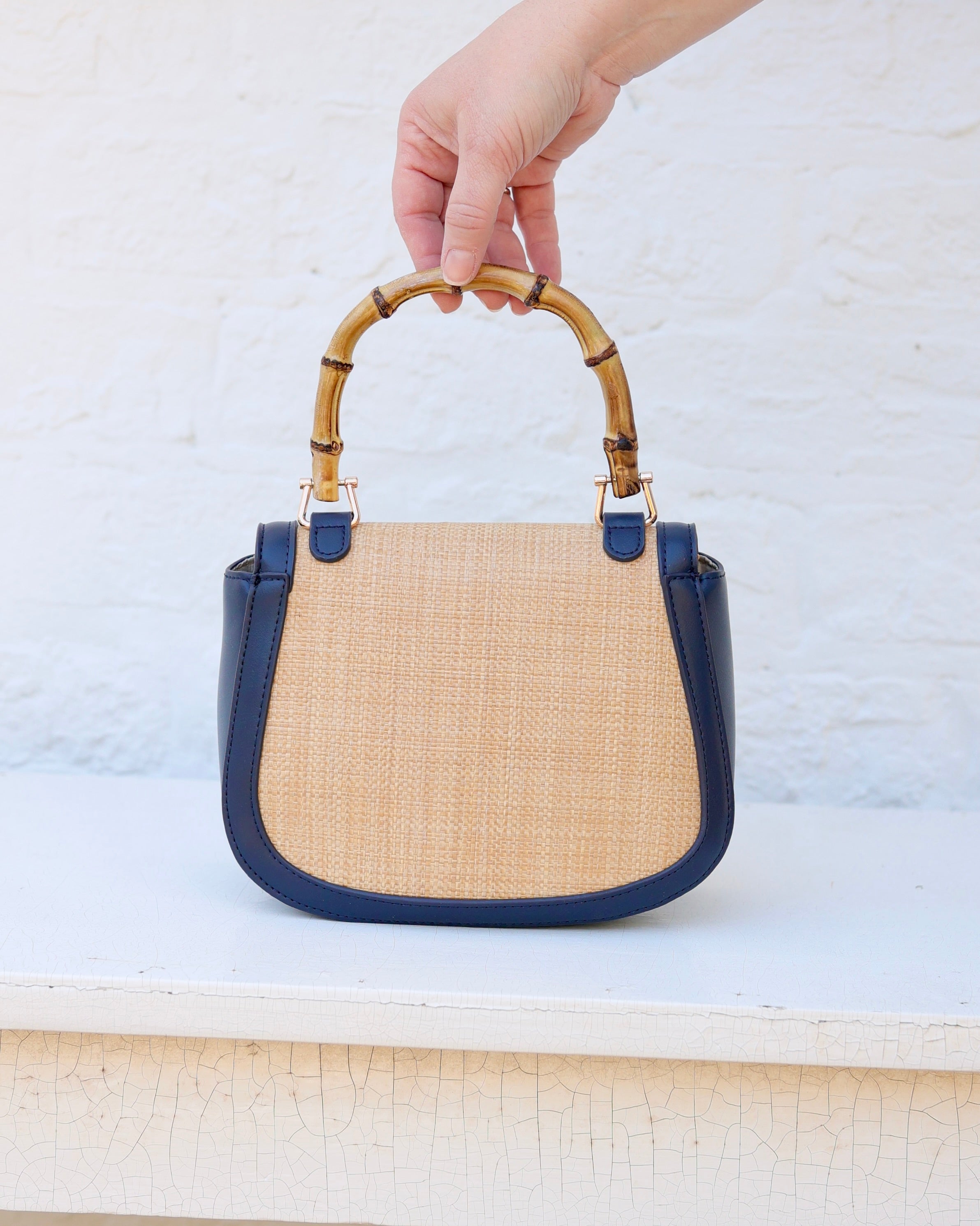 Jessica Handbag Natural Navy – Caroline Hill